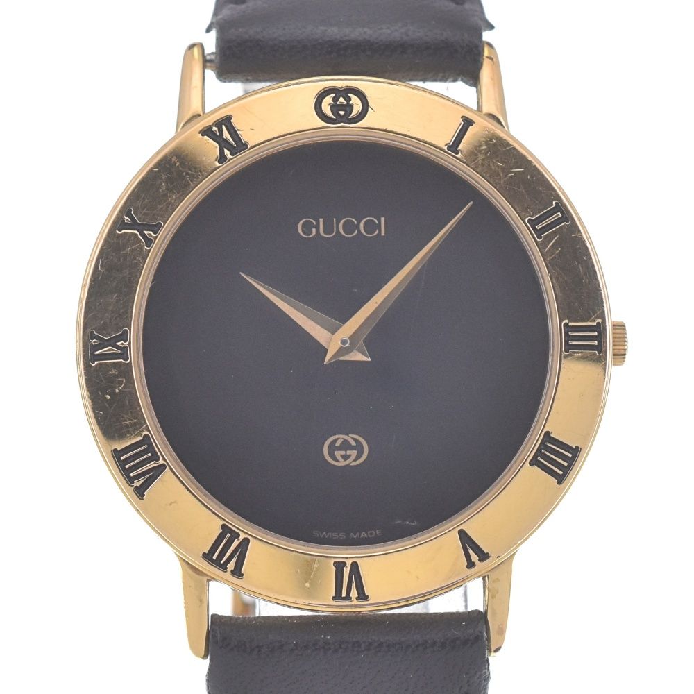 メンズ GUCCI 3000M グッチ 腕時計 クォーツ ゴールド 良品・稼働 GP 
