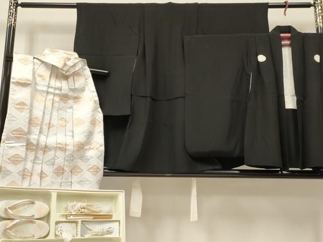 平和屋着物○男性 黒紋付 長羽織セット 正絹 逸品 AAAZ3038np 平和屋着物 