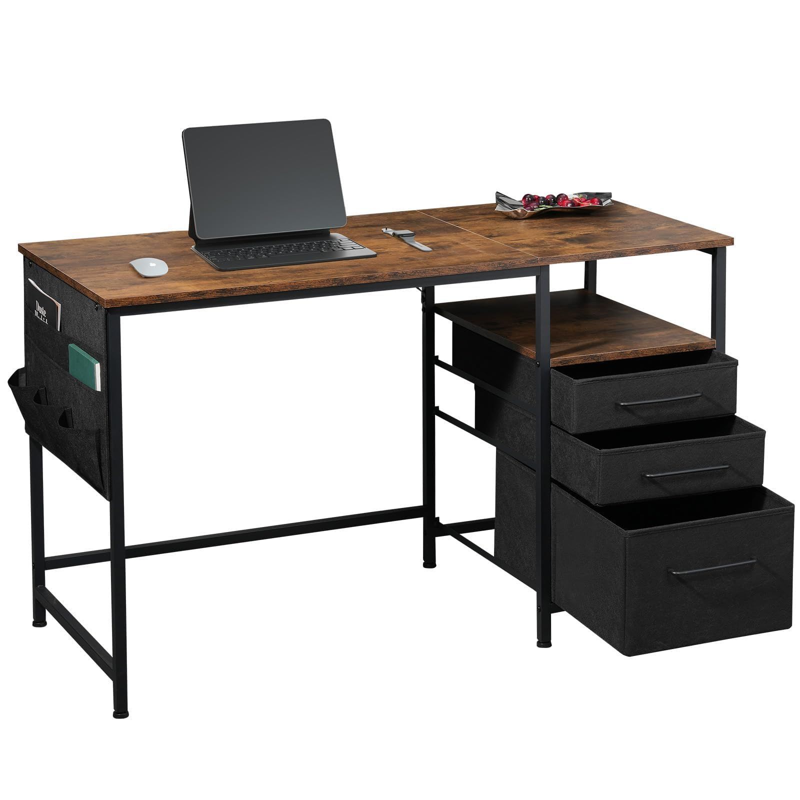 【数量限定】机 pcデスク デスク 勉強机 子computer desk 幅120cm ワークデスク 学習机 作業机 Maihail パソコンデスク 引き出し付き 左右入替可 オフィスデスク 事務机 ビンテージ