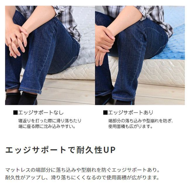 ポケットコイルマットレス セミダブル 厚み21cm 少し硬め リバーシブル
