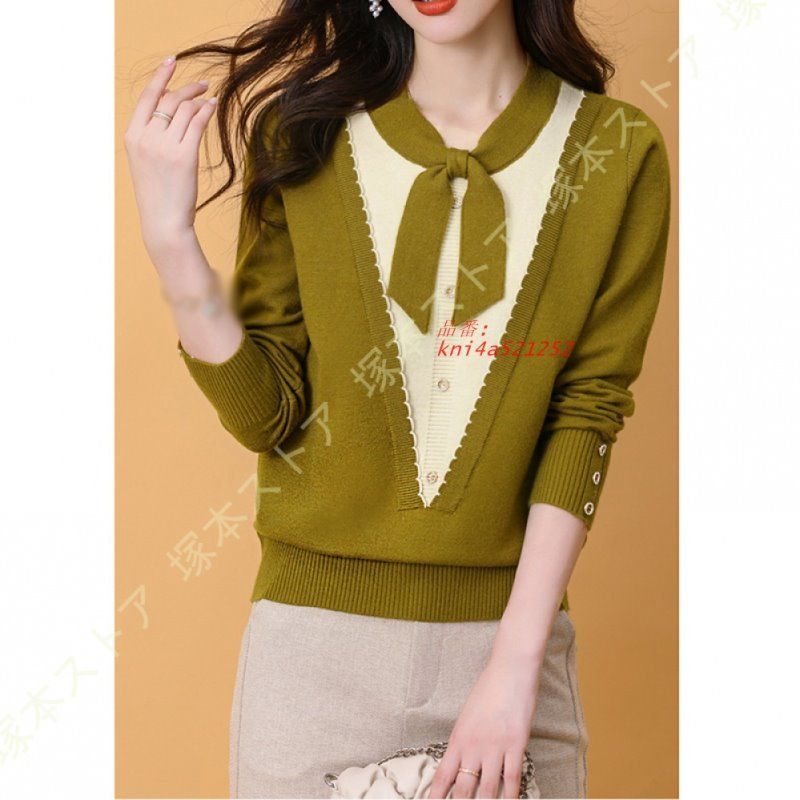 ニットセーター レディース ゆったり プルオーバー セーター 無地 タートルネック 春秋冬 ラウンドネック ニット ファッション 長袖 リボン かわいい トップス kni4a521252 USTAUSTRALIA_COM_AU