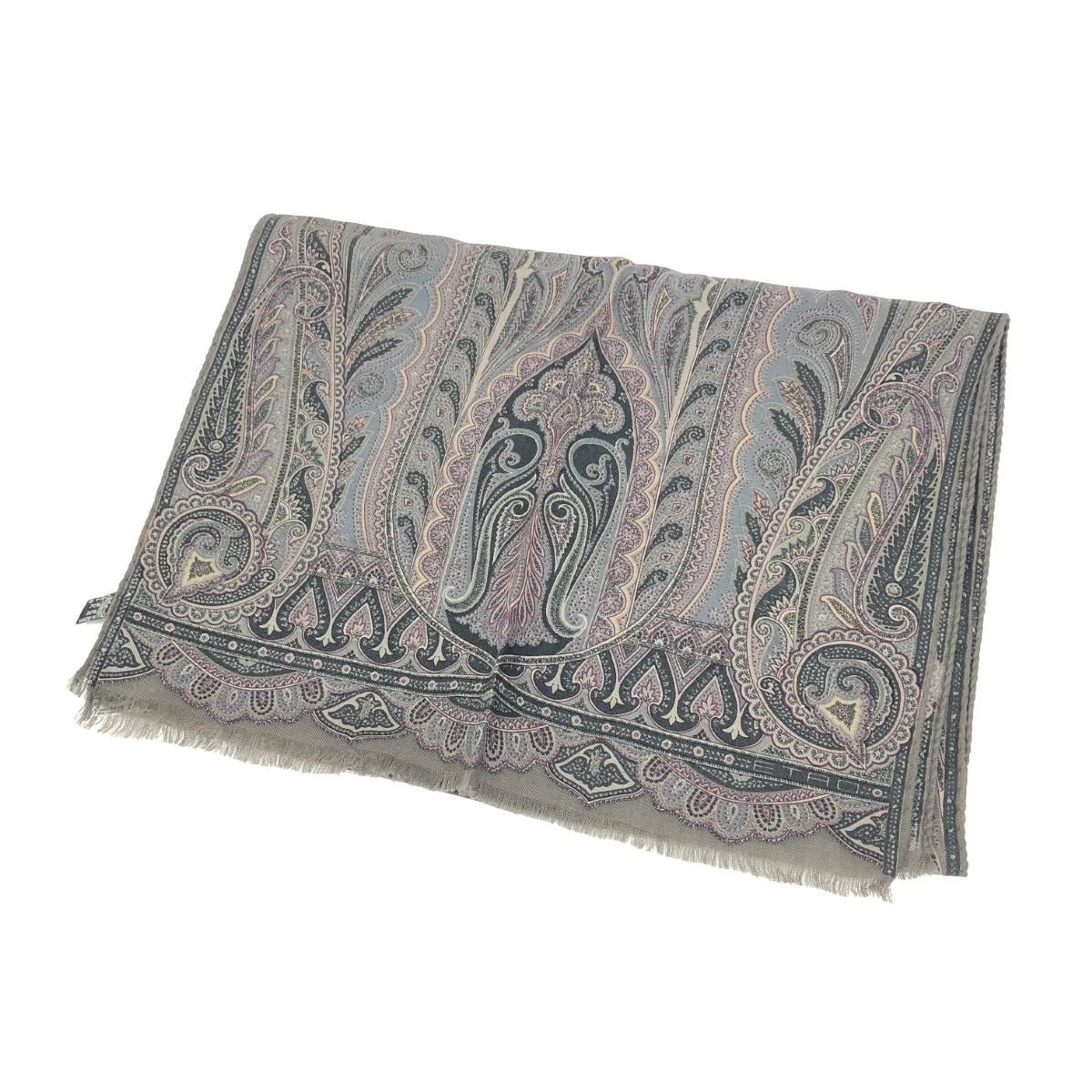 ETRO エトロ ストール 130×40㎝/ペイズリー/ウール×シルク