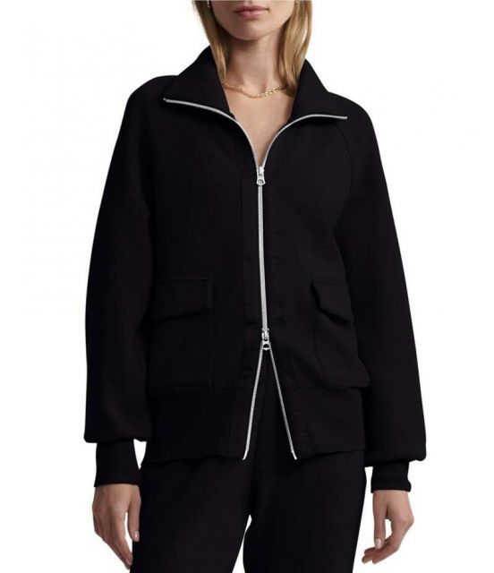 【送料無料】 バーレイ レディース コート アウター Roxbury DoubleSoftR Stand Collar Raglan Long Sleeve Zip Through Sweat Jacket Black