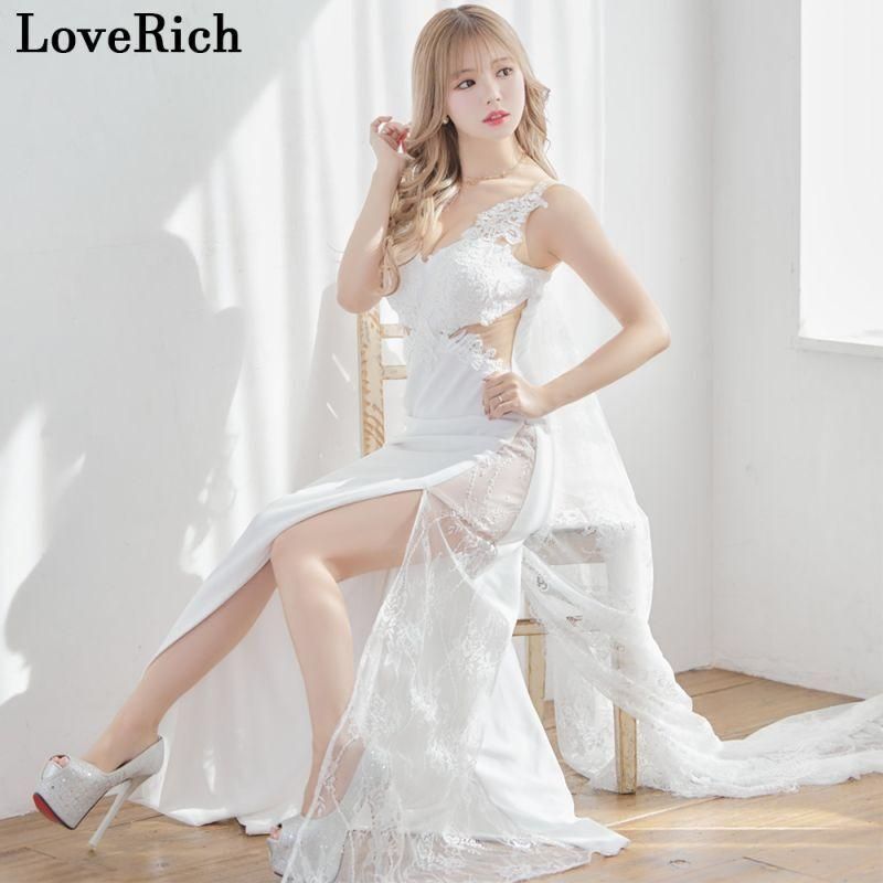 ☆タグ付☆ 5分袖 ホワイト×ネイビー LoveRich ドレス - フォーマル