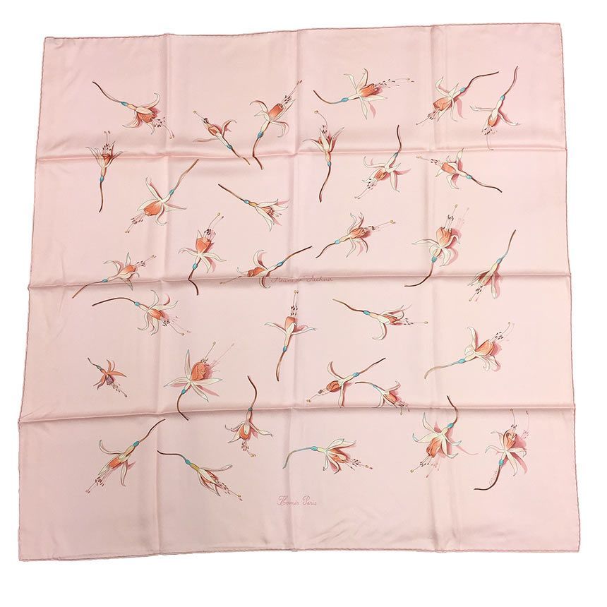 美品 レア HERMES エルメス スカーフ カレ90 Fleurs De Fuchsia aq7852