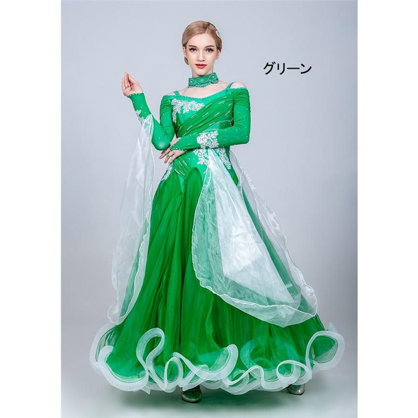 社交ダンスドレス スタンダードドレス モダンダンス 薔薇