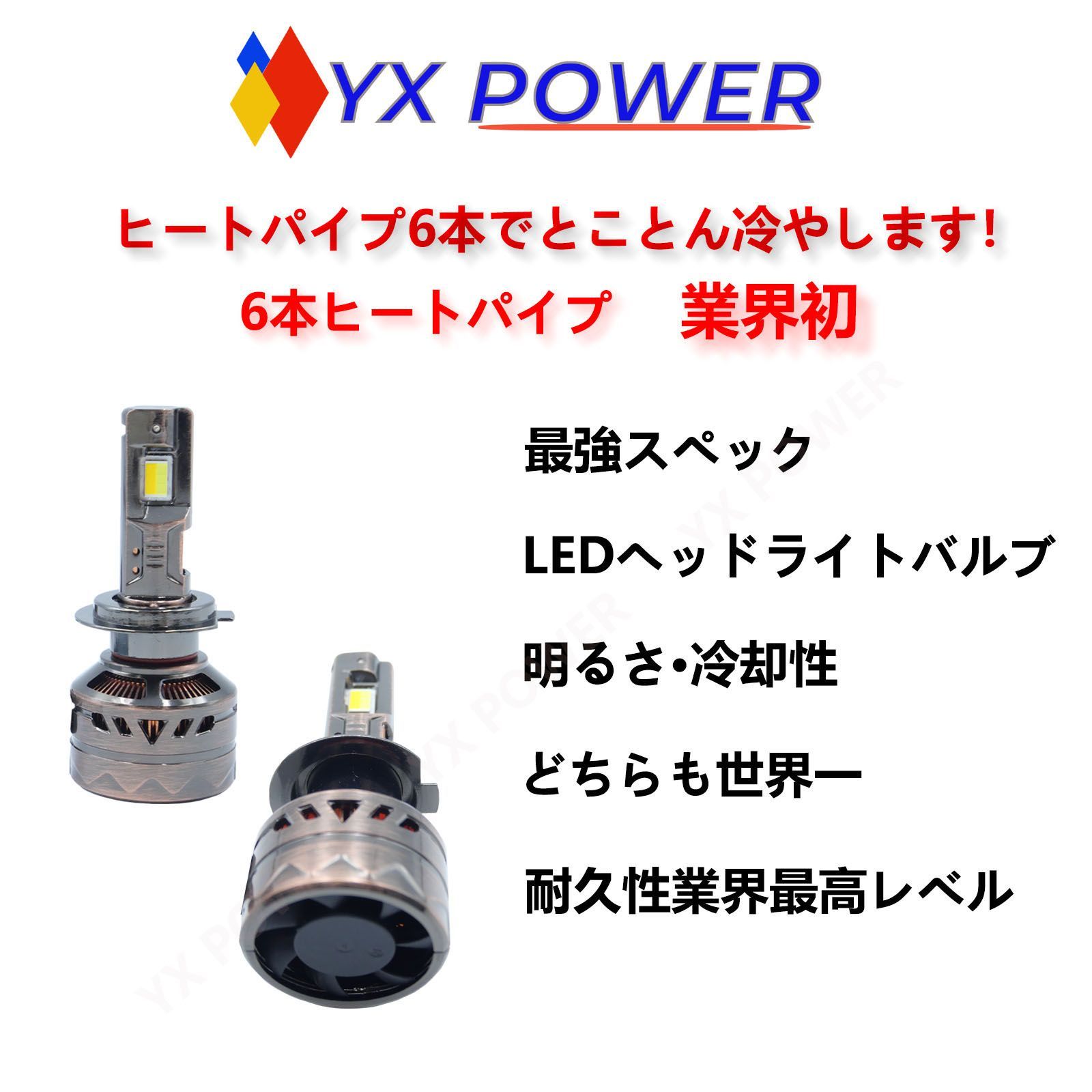 P64/GG022/正規品 業界初6本ヒートパイプ/FOG LEDバルブ/フォグランプ 