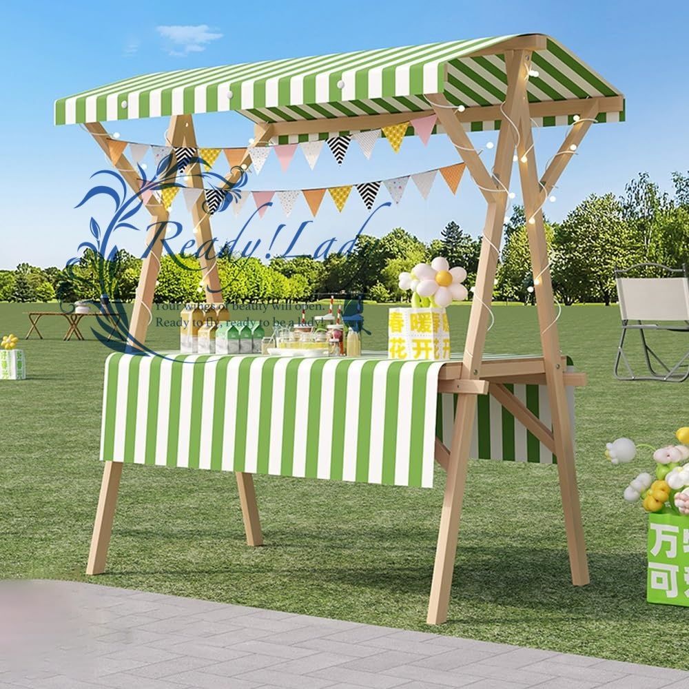 屋台ブース 折りたたみ式 仮設屋台セット 木製 移動販売ブース 幅120|150×奥行60×高さ190 cm 簡単組み立て 軽量 収納便利 多機能 フード出店 イベント 祭り 縁日 バザー 用 緑 150cm