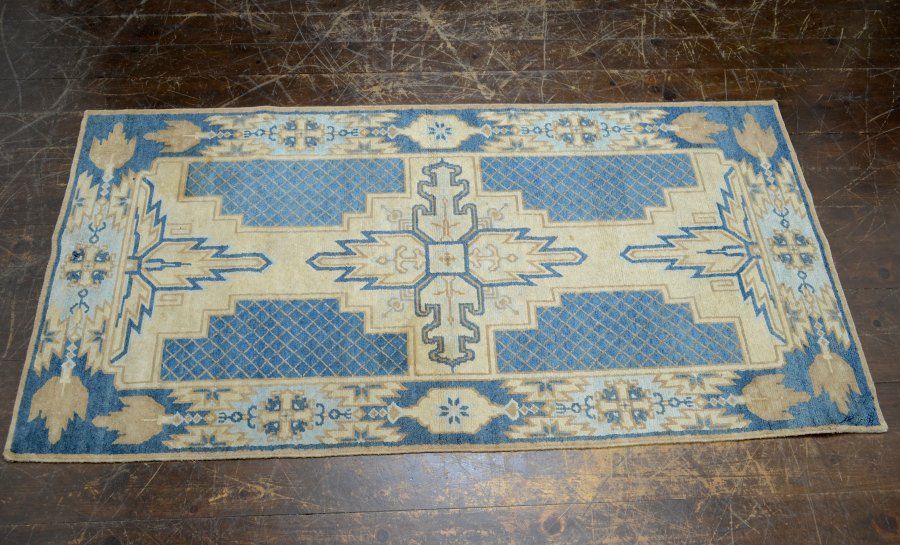 蔵A4876e 古い緞通 段通 敷物 絨毯 木綿 堺赤穂鍋島