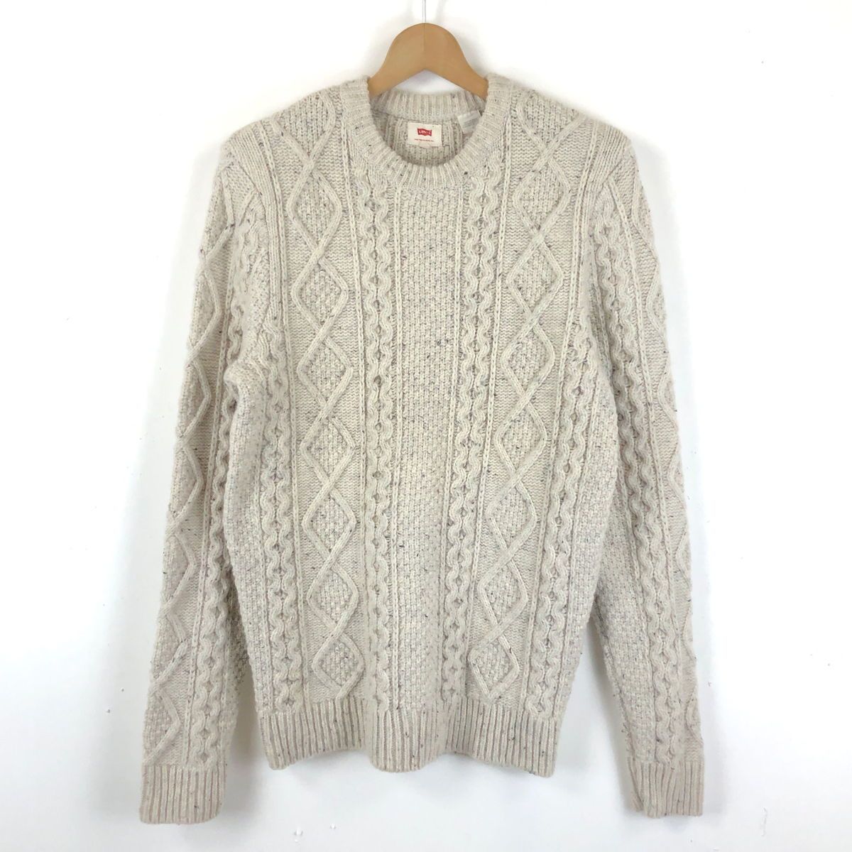【古着】 Levi's リーバイス フィッシャーマンセーター アラン編み 厚手 ネップ入り ベージュ系 メンズM 【中古】 n047453