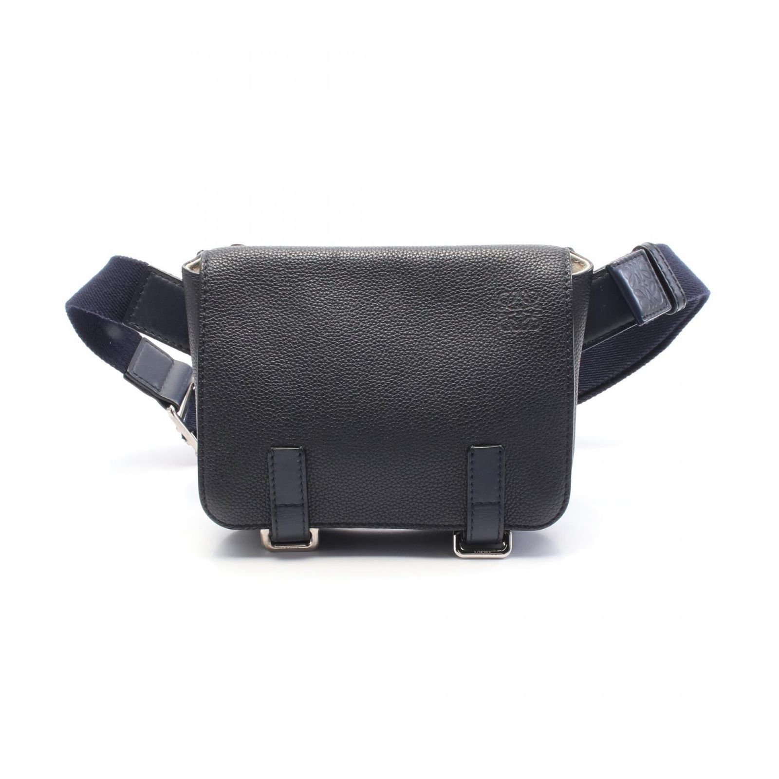 ロエベ LOEWE ウエストバッグ ボディバッグ ミリタリーバムバッグ ネイビー レザー ショルダーバッグ レディース Used B