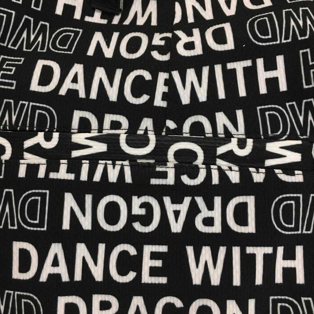 ボトムス ダンスウィズドラゴン スカート 黒×白 ロゴ総柄 ストレッチ レディース 1 S ゴルフウェア Dance With Dragon