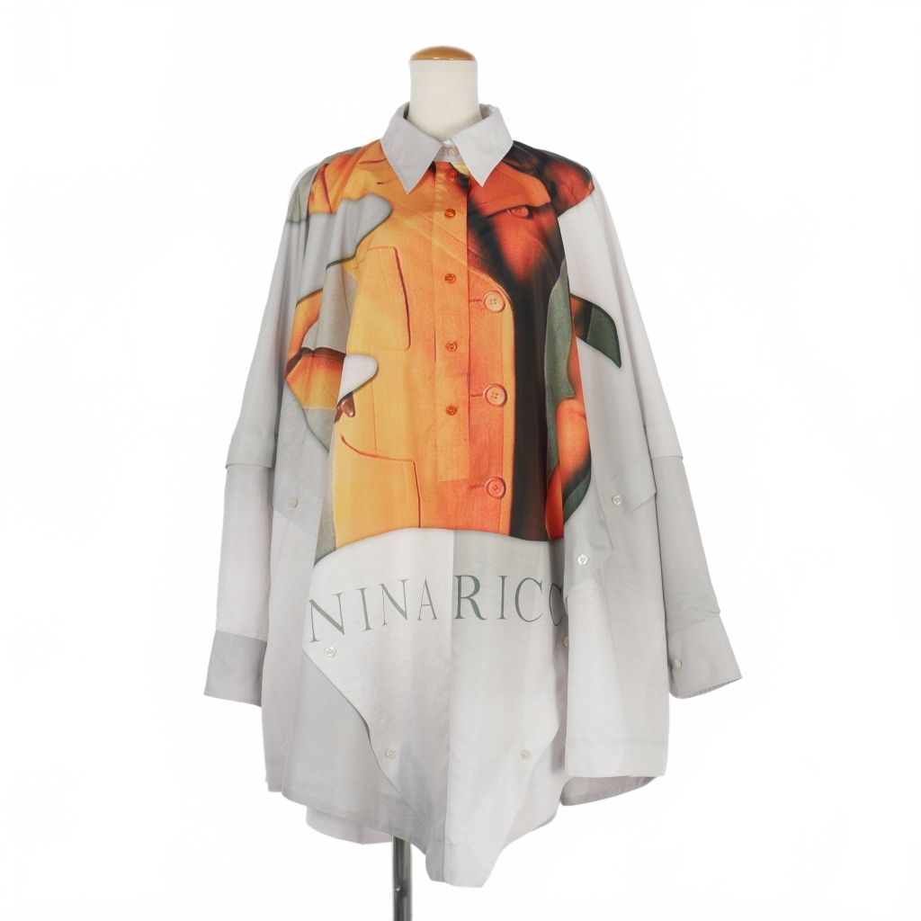 ニナリッチ NINA RICCI 転写プリント オーバーサイズシャツ ロゴ