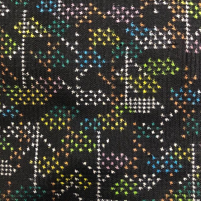 きものキレイ 大島紬 ほどき済 黒 多色 幾何学模様 絹 リユース secondhand KJ007