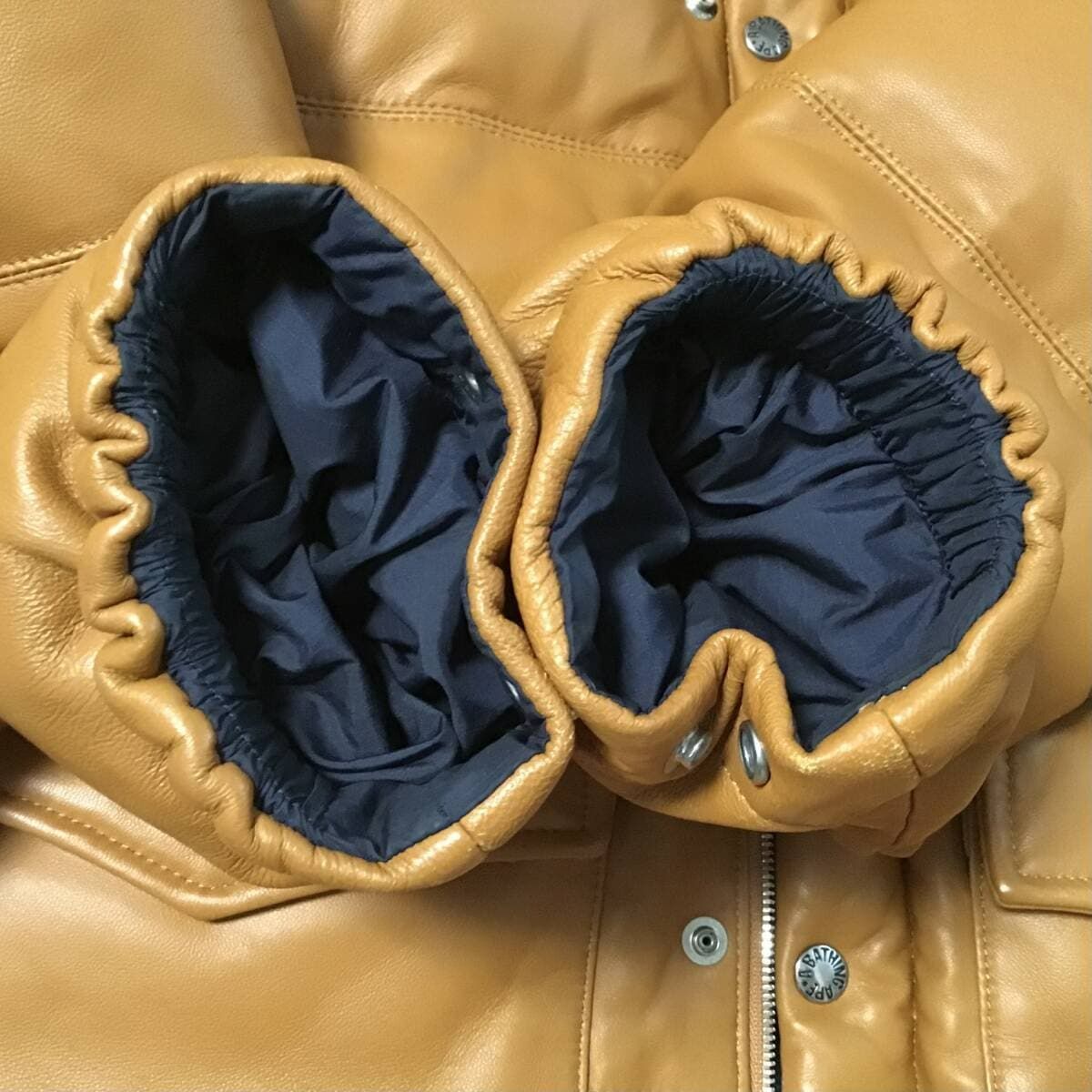 シープスキン レザー ダウンジャケット Sサイズ a bathing ape BAPE 