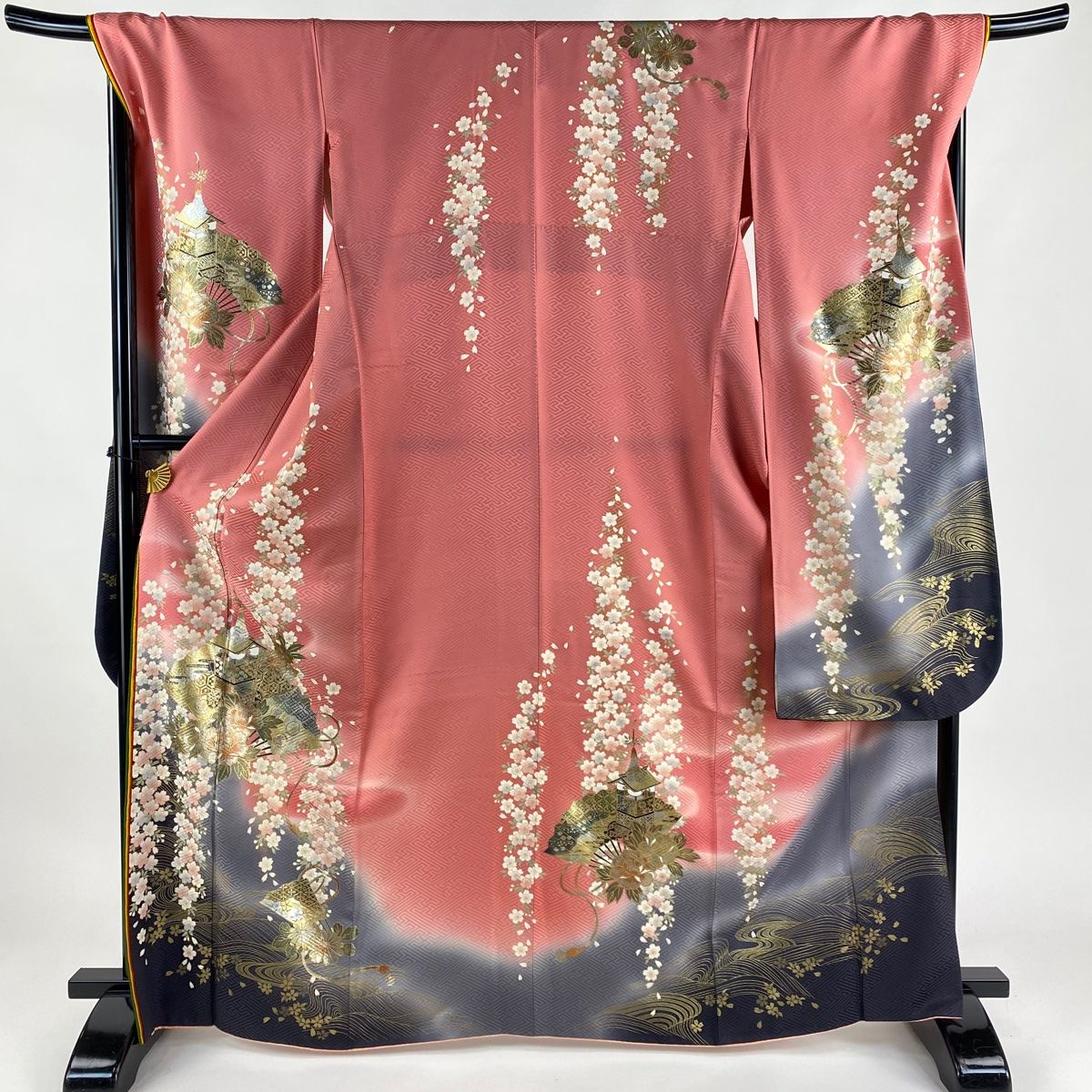 振袖 身丈166cm 裄丈70cm L 袷 やまと 山鉾 桜 金銀彩 ぼかし ピンク 正絹 名品