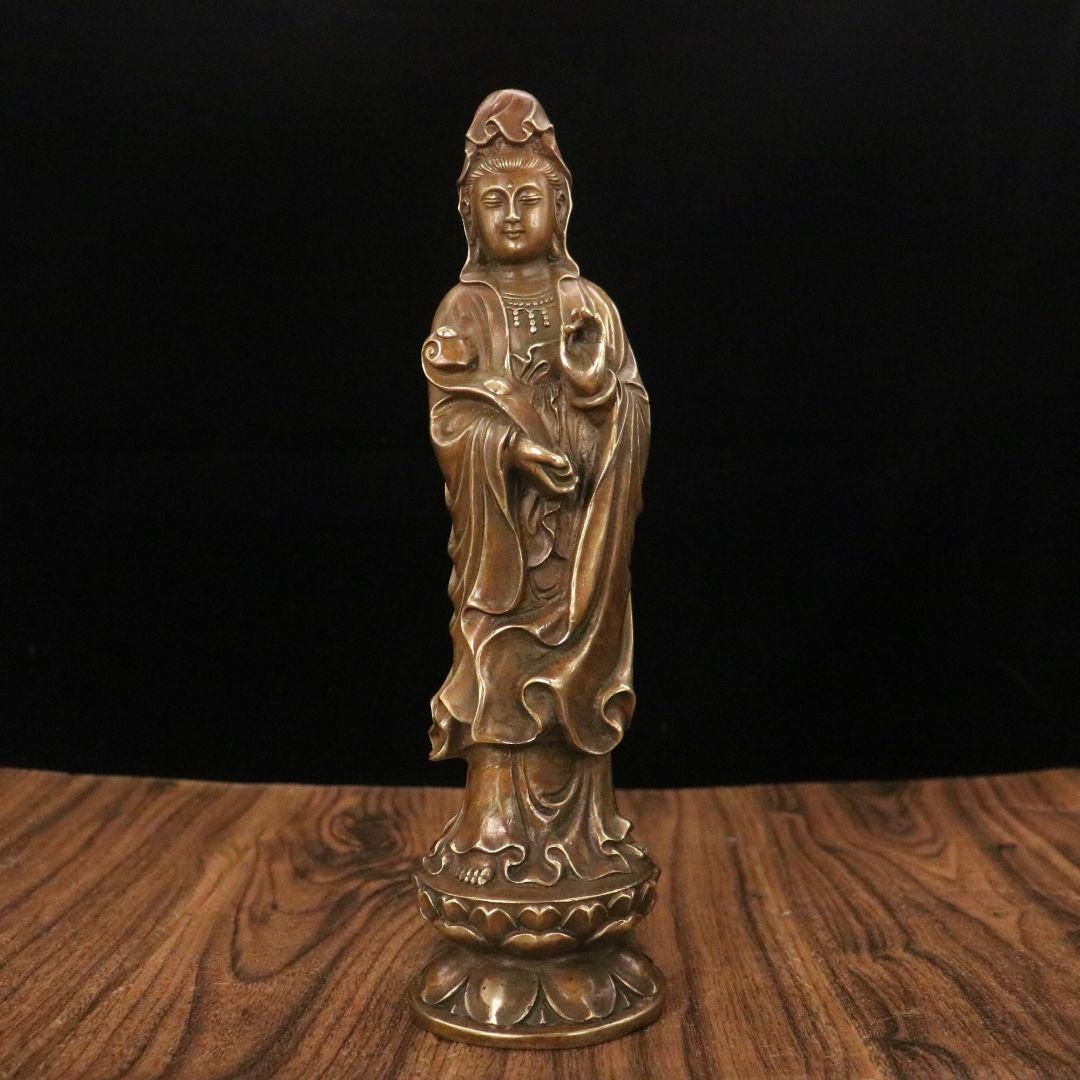 仏教美術 仏像 観音菩薩様 小仏像 銅製 銅器 仏教美術 仏像 観音菩薩様 小仏像 銅製 銅器 CB698 時代物 極小