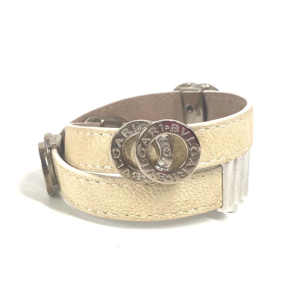 ⭐超美品⭐ブルガリ ブルガリブルガリ ブレスレット ロゴラウンドプレート　レザー BVLGARI ブルガリ ブレスレット ブルガリブルガリ ロゴ ダブル