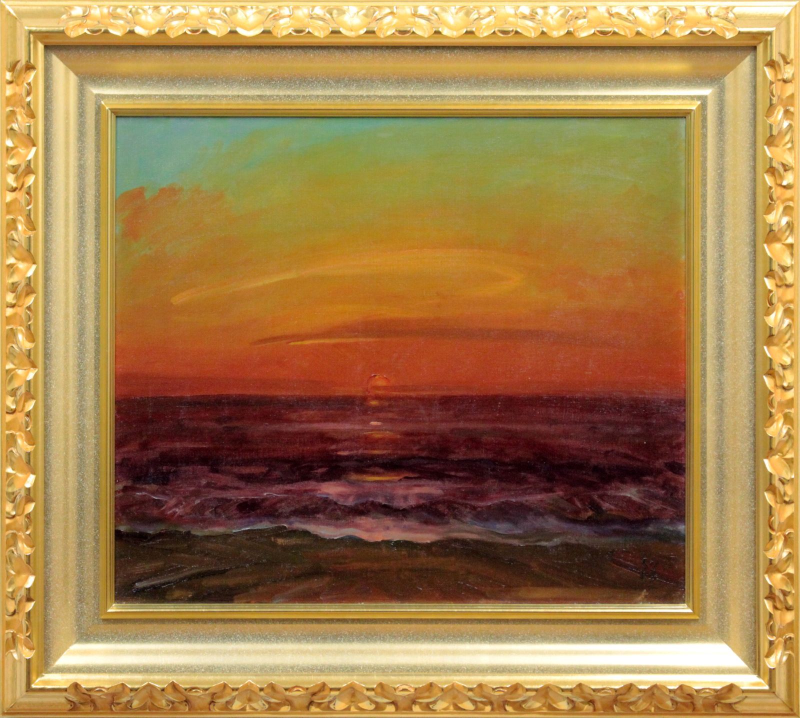 三浦鮮治『日の出の海』油彩画【真作保証】 絵画 三浦鮮治『日の出の海』油彩画【真作保証】 絵画 - メルカリ