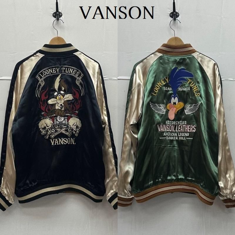 VANSON ヴァンソン ジャケット 上着 ジャンパー ブルゾン LOONEY TUNES ワイリーコヨーテ ロードランナー スカル 刺繍 リバーシブル スカジャン