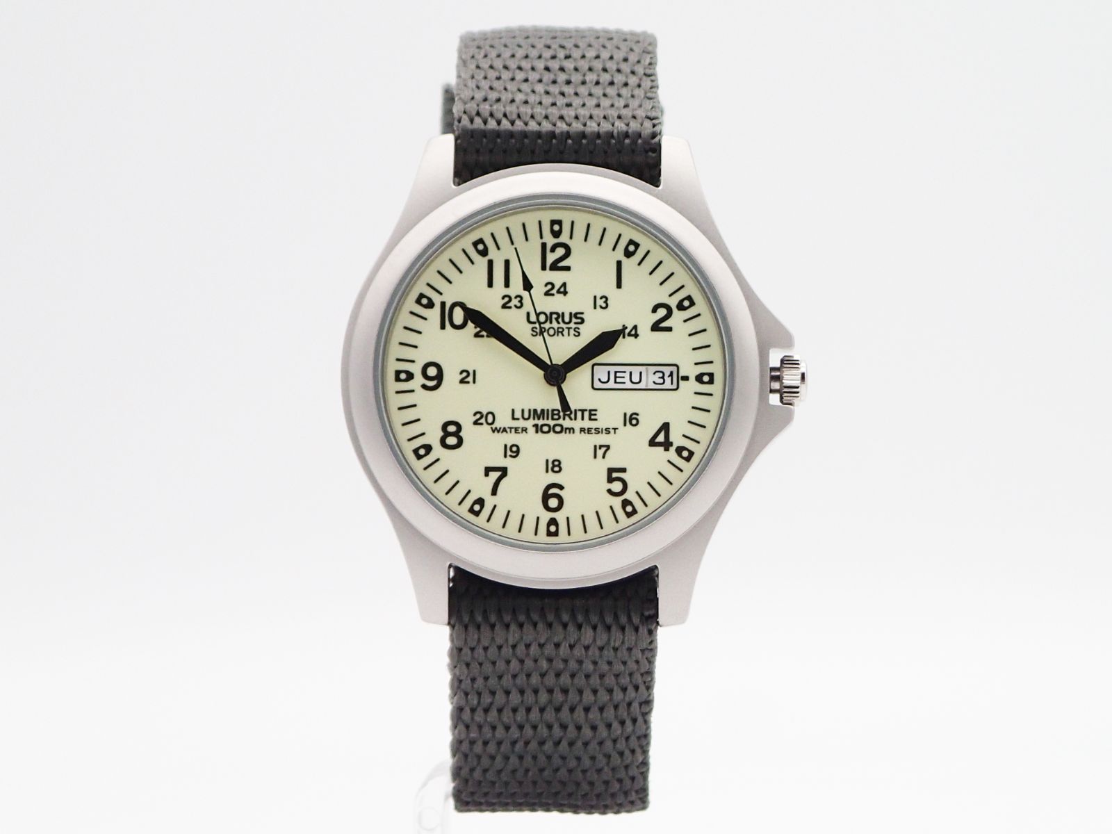 SEIKO LORUS Quartz Lumibrite Dark Grey Military Watch セイコー  