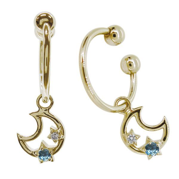 K18YG*WG カットフープピアス イヤーカフ ダイヤ