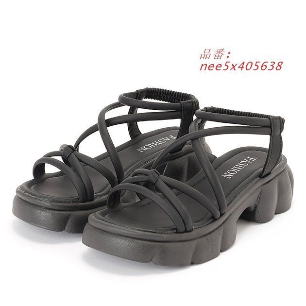 レザー調 チューブ クロス ストラップ 厚底 サンダル レディース ボリューム 歩きやすい 無地 夏 単色 ラウンドトゥ サマー  nee5x405638