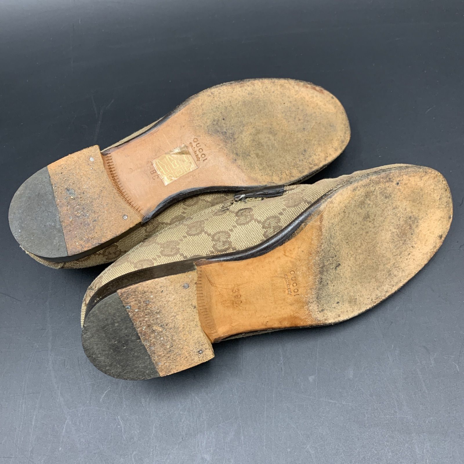 65 GUCCI グッチ GGキャンバス シェリーライン シューズ ローファー