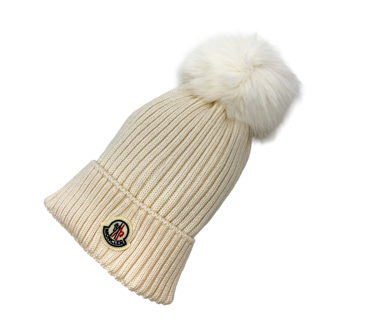  MONCLER モンクレール ニットキャップ BERRETTO ホワイト 白 ニット帽 帽子 アパレル ファッション 小物 防寒 ブランド キッズ 子供 サイズL ニット帽 ビーニー 帽子