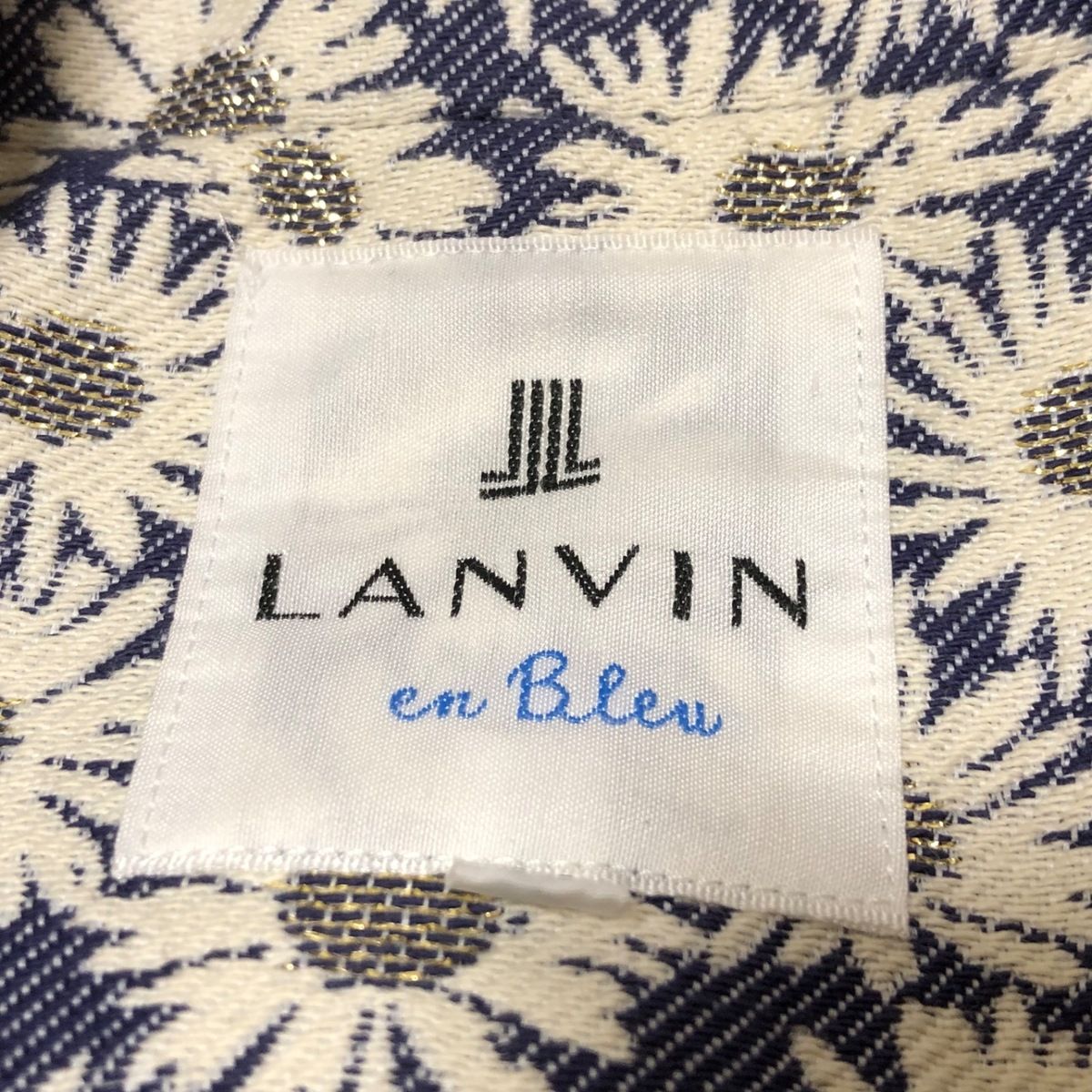 LANVIN en Bleu(ランバンオンブルー) コート サイズ36 S レディース - アイボリー×ネイビー×ゴールド 長袖/花柄/秋/冬 -  メルカリ