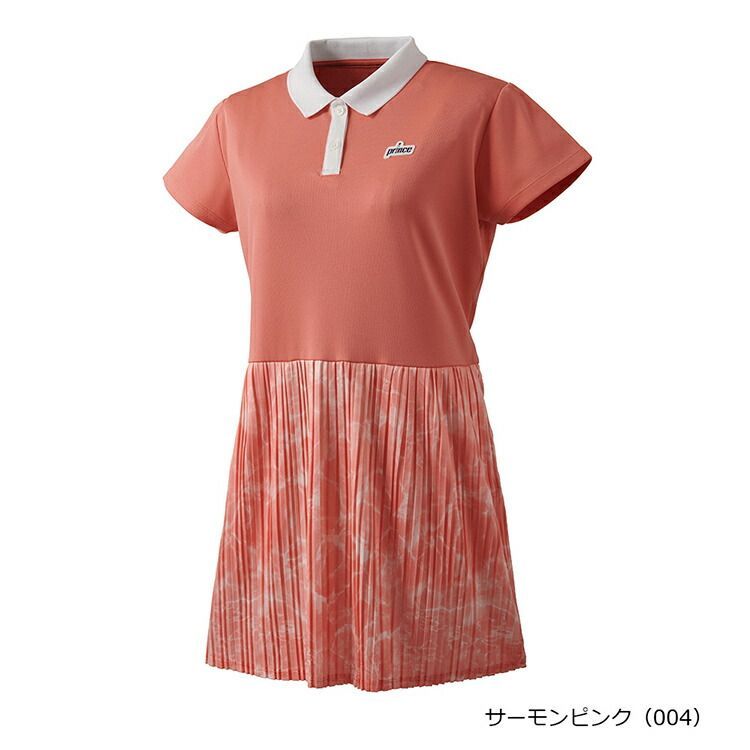 prince プリンス レディース ウィメンズ テニス ワンピース 吸水速乾 UPF50 制電 ドライニット 素材 サーモンピンク WS5401-004