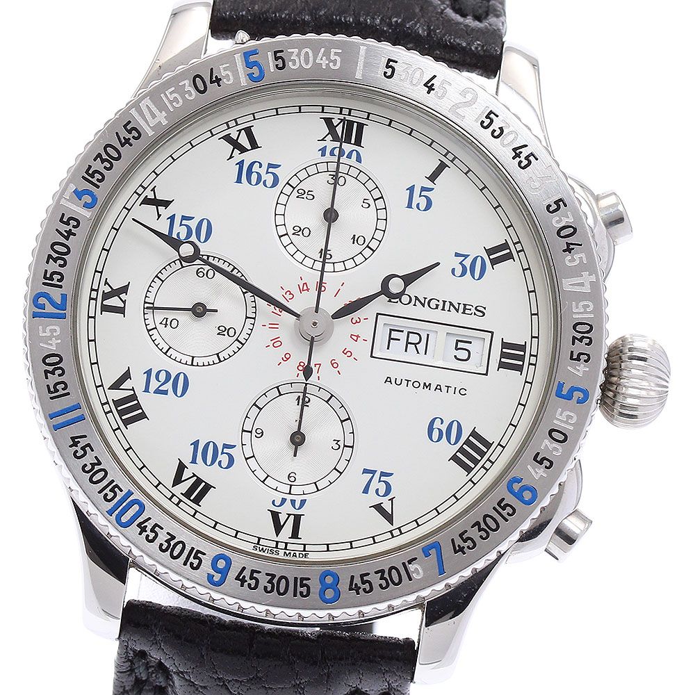 ロンジン LONGINES L2.602.4 リンドバーグ アワーアングル クロノグラフ 自動巻き メンズ 保証書付き_878668