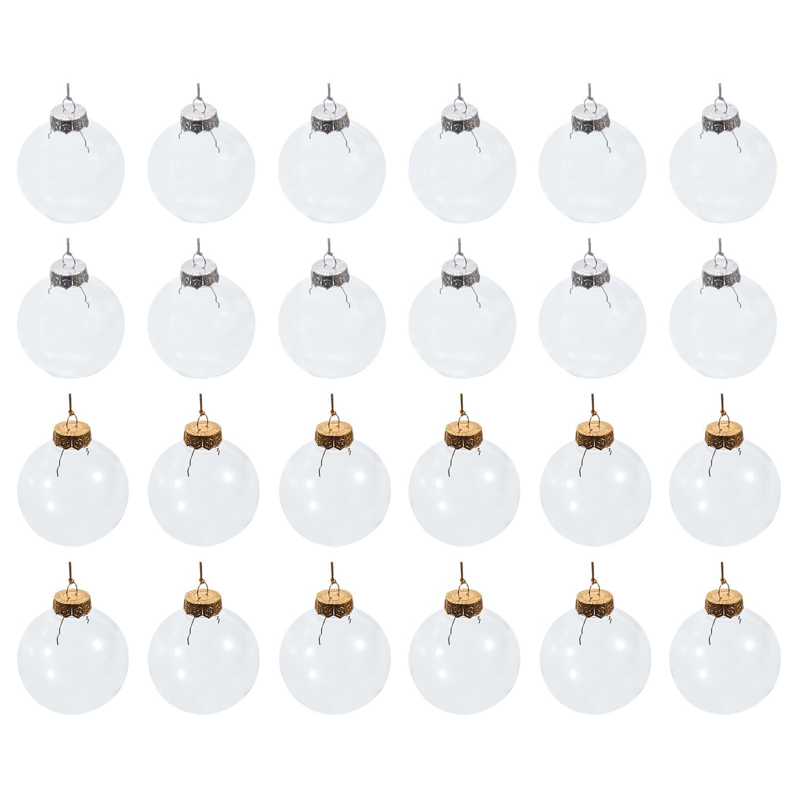 数量 3.15インチ 36個 クリアプラスチックオーナメントボール 30cmロープ付き アクリルクリスマスボール uxcell DIYクラフト クリスマスツリー 結婚式 パーティーデコレーション用 シルバー ゴ ールド