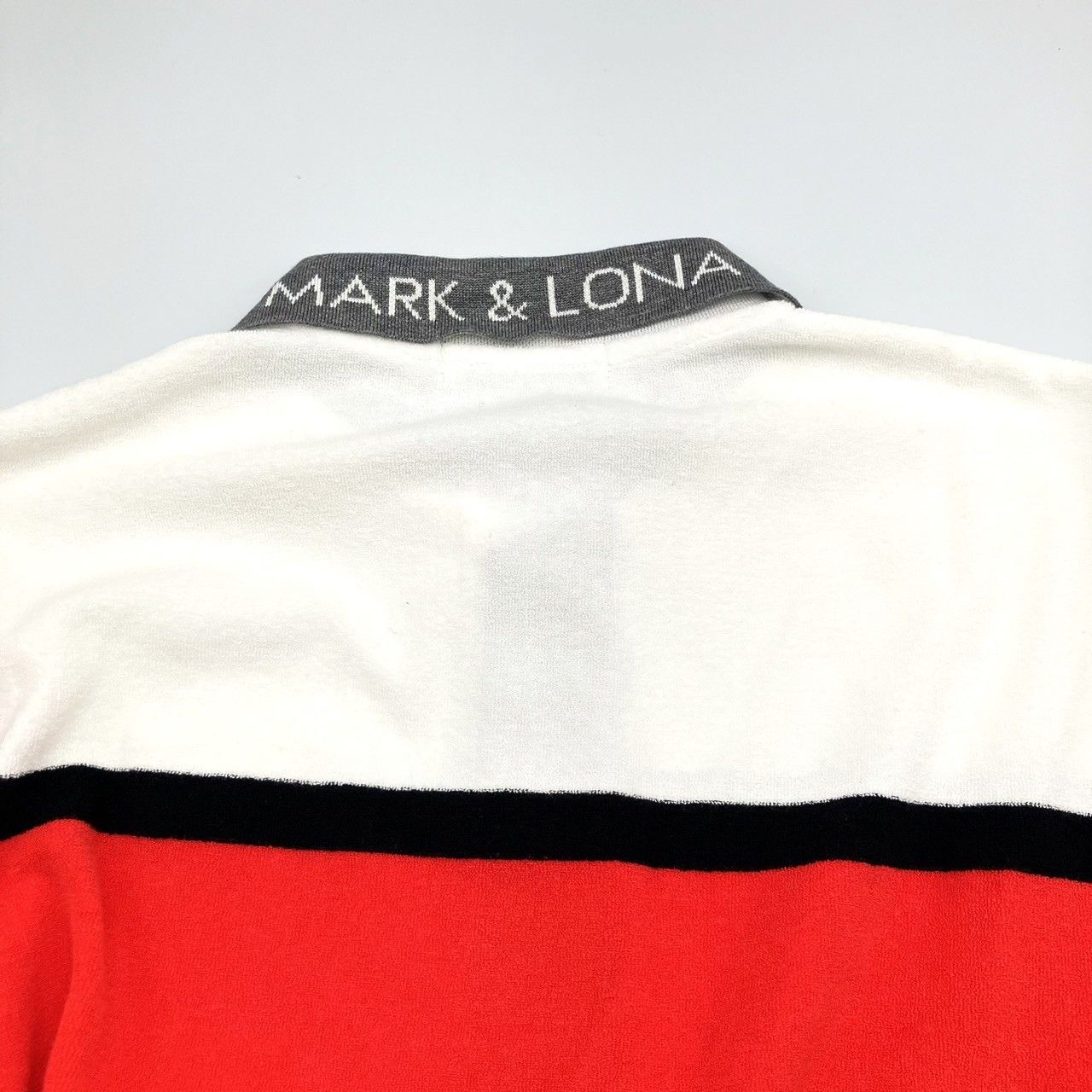 〇　MARK＆LONA マーク＆ロナ ポロシャツ ML-16S-PO9 ホワイト ブラック ボーダー スカル スワロ ペイズリー サイズM