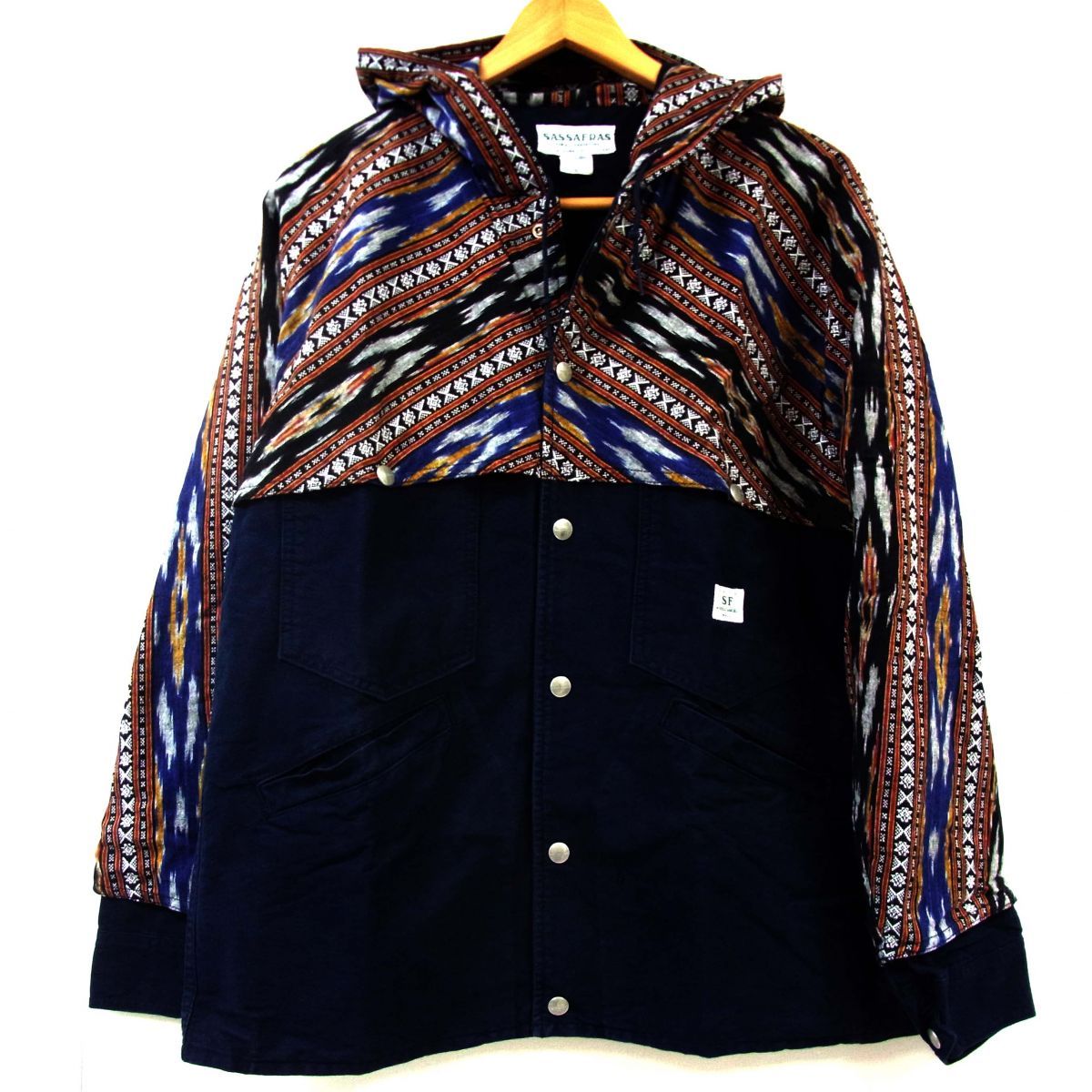 定価42,120円◆SASSAFRAS ササフラス GARDEN CRUISER BUD JACKET パーカー ジャケット ネイティブ柄 日本製 メンズ 定価42,120円◇SASSAFRAS ササフラス GARDEN CRUISER BUD JACKET