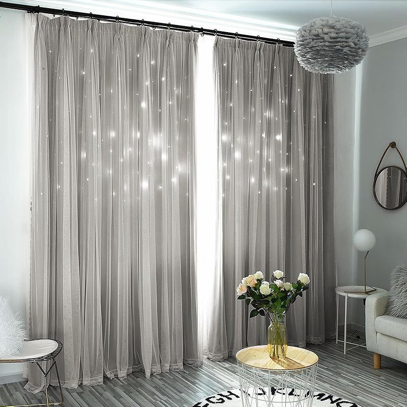 カーテン 姫系 遮光 レースカーテン付き 1枚組 丈200cm×幅150cm