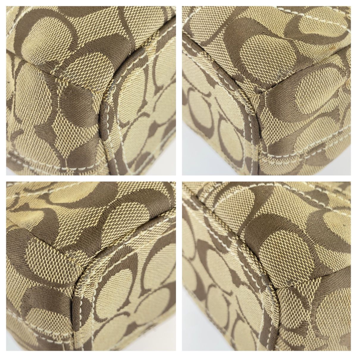COACH コーチ シグネチャー ブラウン 茶 ゴールド金具 キャンバス ...