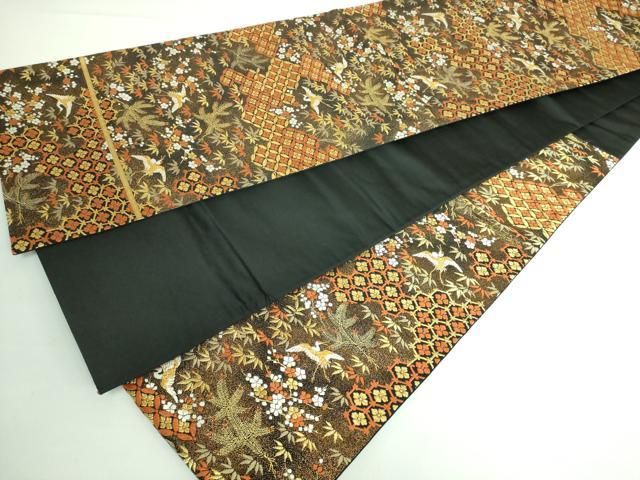 新品未使用 伝統工芸士中村弥吉作摺り友禅花鳥模様小紋 梅染色