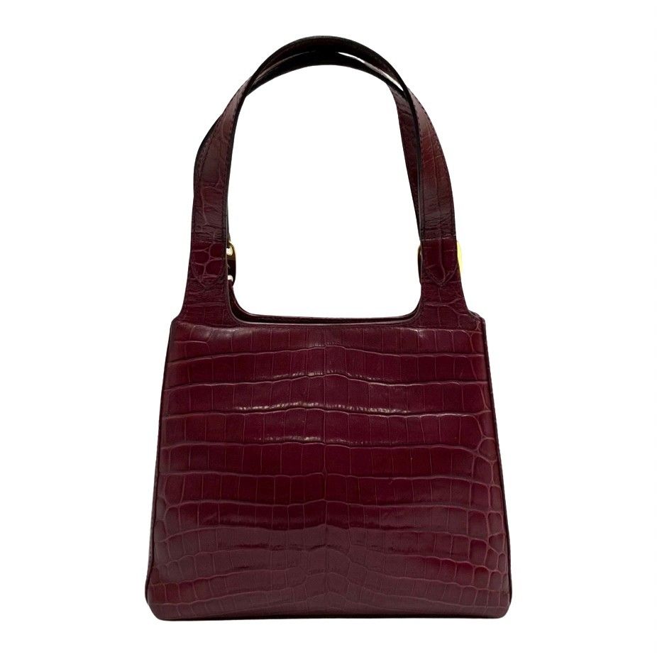 フェラガモバーガンディ レザーハンドバッグ Salvatore Ferragamo