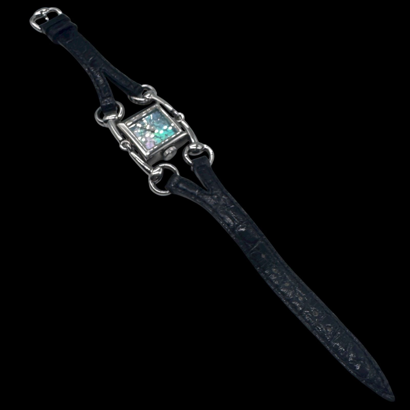 GUCCI レディース腕時計 シニョーリア 黒革ベルト 116.5 シェル盤