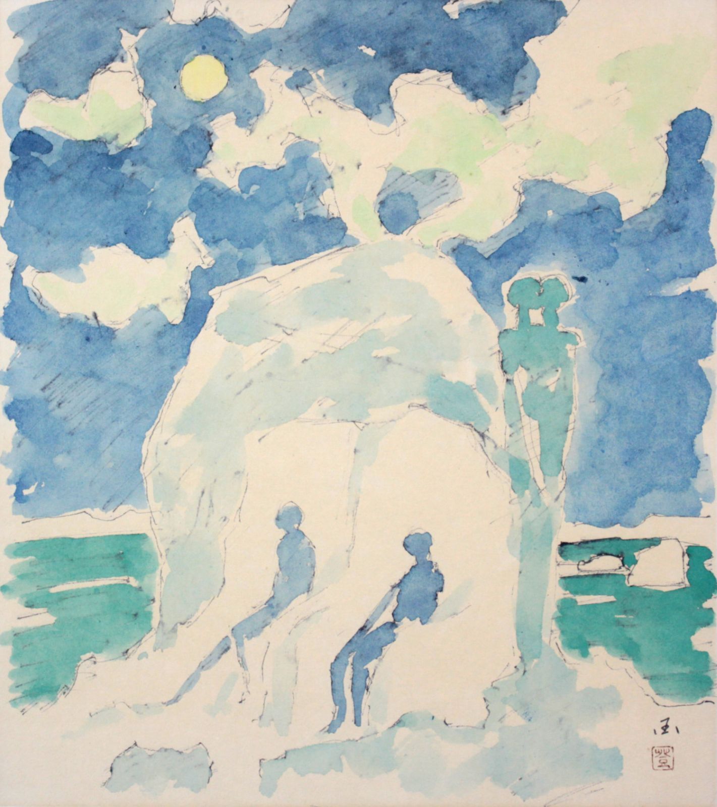 国松 登『氷人』水彩画【真作保証】 絵画 商品の説明油彩画とは