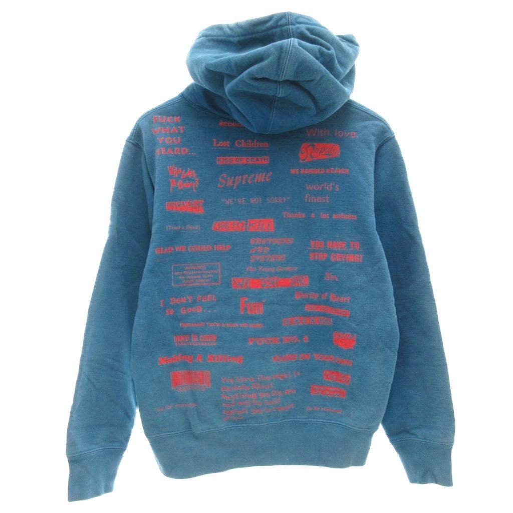 【超歓迎された！】 シュプリーム SUPREME 19AW Stop crying hooded sweatshirt パーカ フーディ プルオーバー バックプリント 長袖 S 青 ブルー |AE GY01 カッコ 可愛い