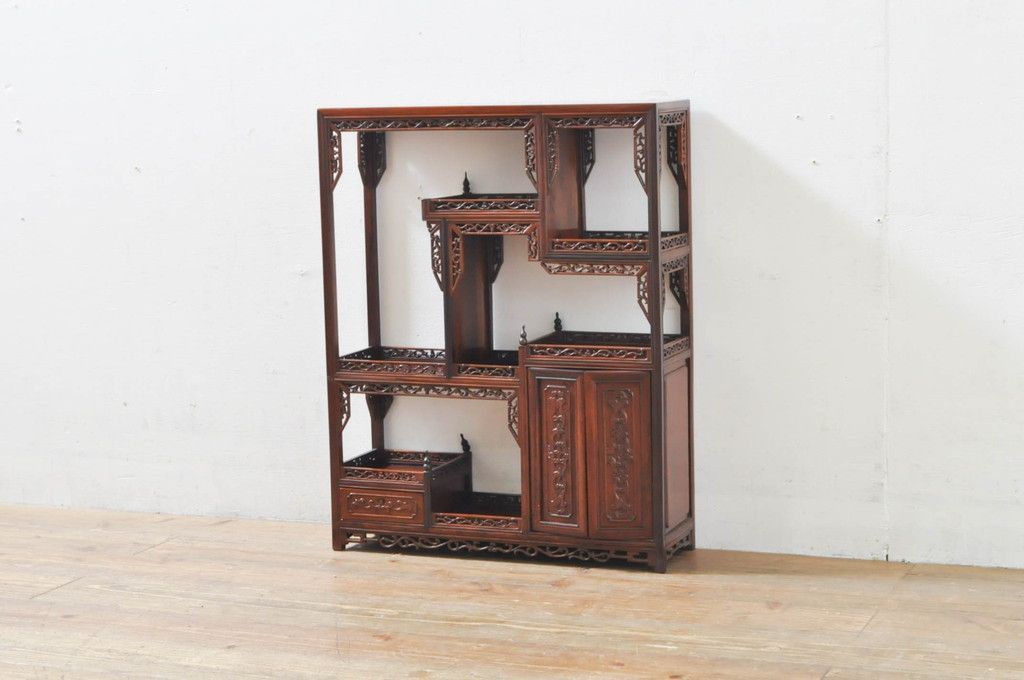 ☆事前問合せ必須☆ 飾り棚 アジアンビンテージ 花梨 カリン材 違い棚