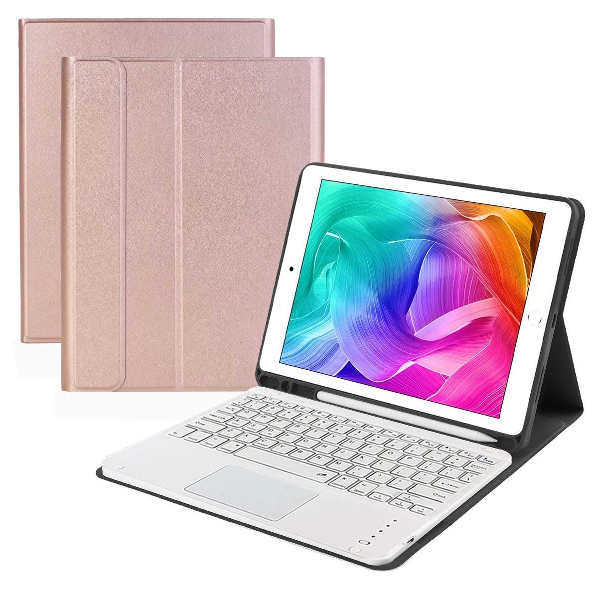 iPad6/iPad5/iPad Air2/Air/Pro9.7_ローズゴールド iPad9.7 キーボードケース 手帳型 iPad6/iPad5/ iPad Pro9.7/iPad Air2/iPad Air 兼用Bluetoothキーボードカバー 脱着式 タ - メルカリ