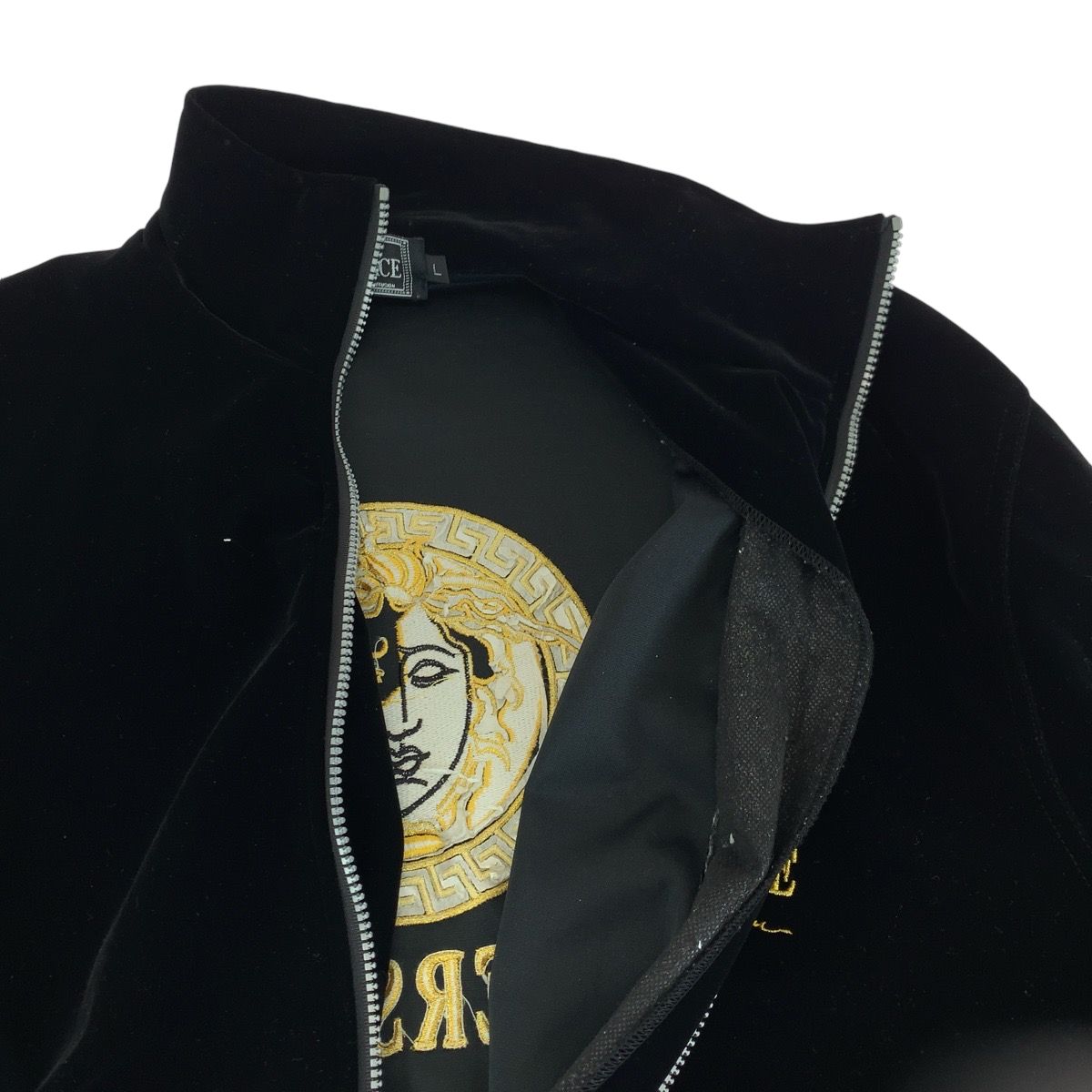 ヴェルサーチジャージセットアップベロア生地メデューサブラック