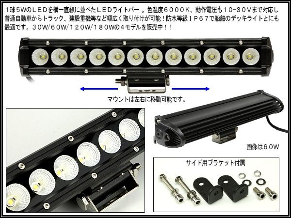 LED ライトバー 93.5cm ワークライト 作業灯 180W 12V/24V 防水IP67 船 