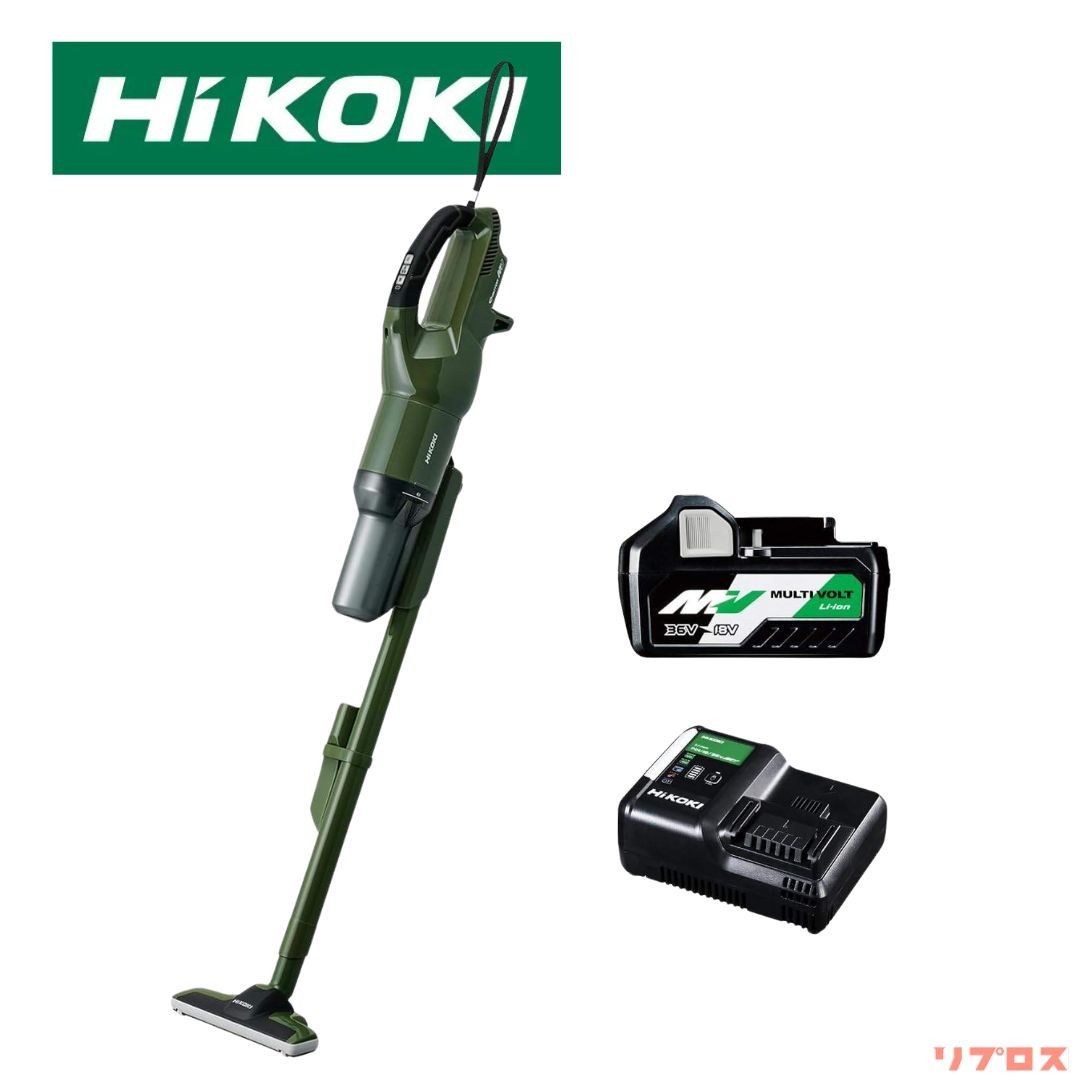 HiKOKI ハイコーキ 36V コードレスクリーナー 2段サイクロン式 フォレストグリーン セット品 バッテリー1個 充電器付 R36DB SC XPG 日立 ハンディクリーナー 充電式掃除機