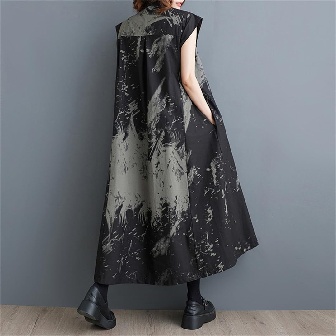 アクテ ロング シャツ ワンピース 【F】 ノーカラー パフスリーブ ギャザー 手洗い可能】【ペチコート付】ギャザーシャツワンピース / any