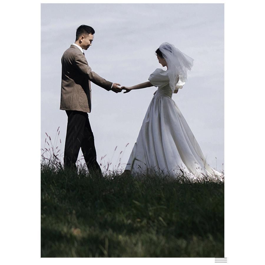 レトロウェディングドレス ロング丈 結婚式 前撮り ベールセット 楽天