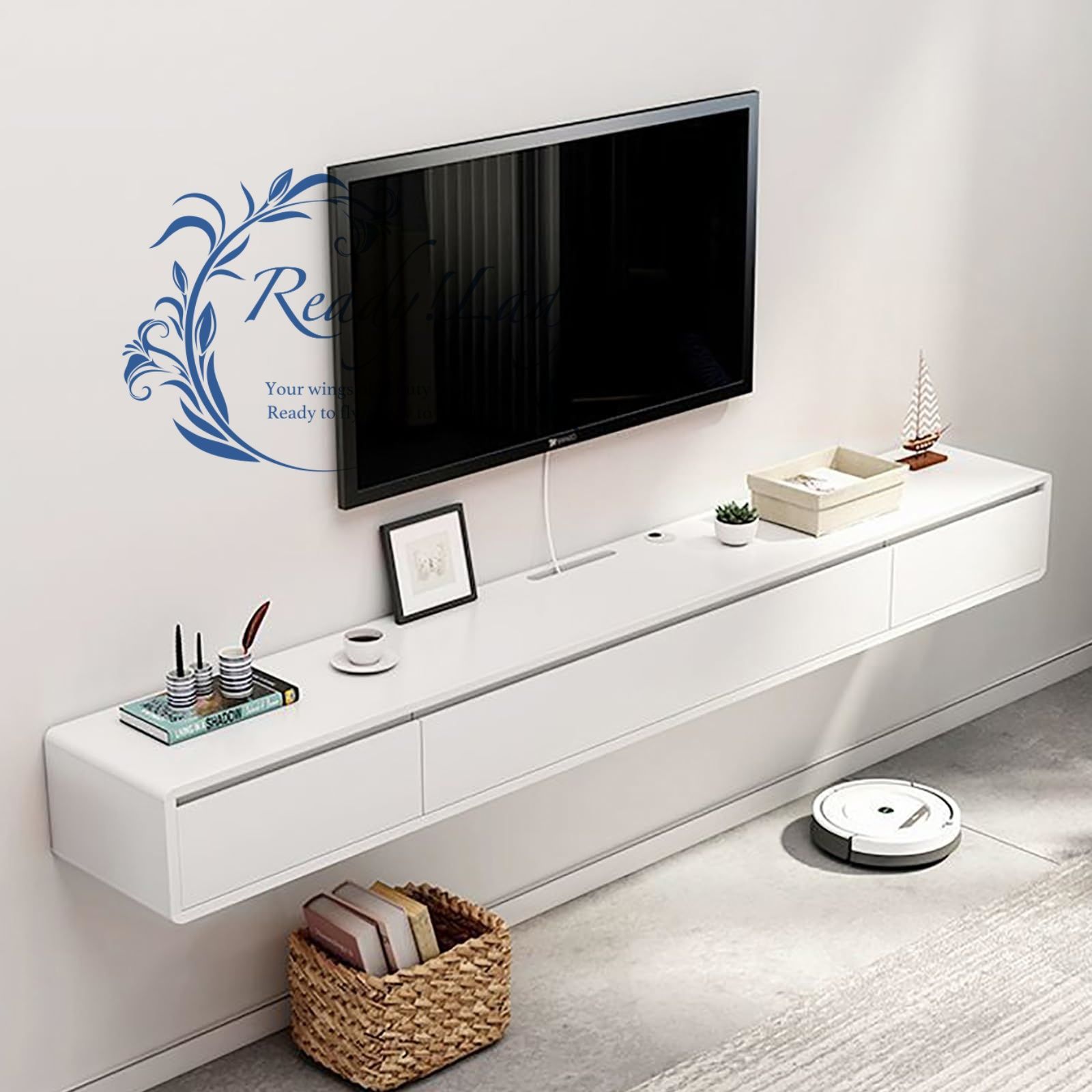 リビングルーム用テレビスタンド テレビ台|フローティングテレビキャビネット 壁掛けテレビスタンド ストレージ付き140cm